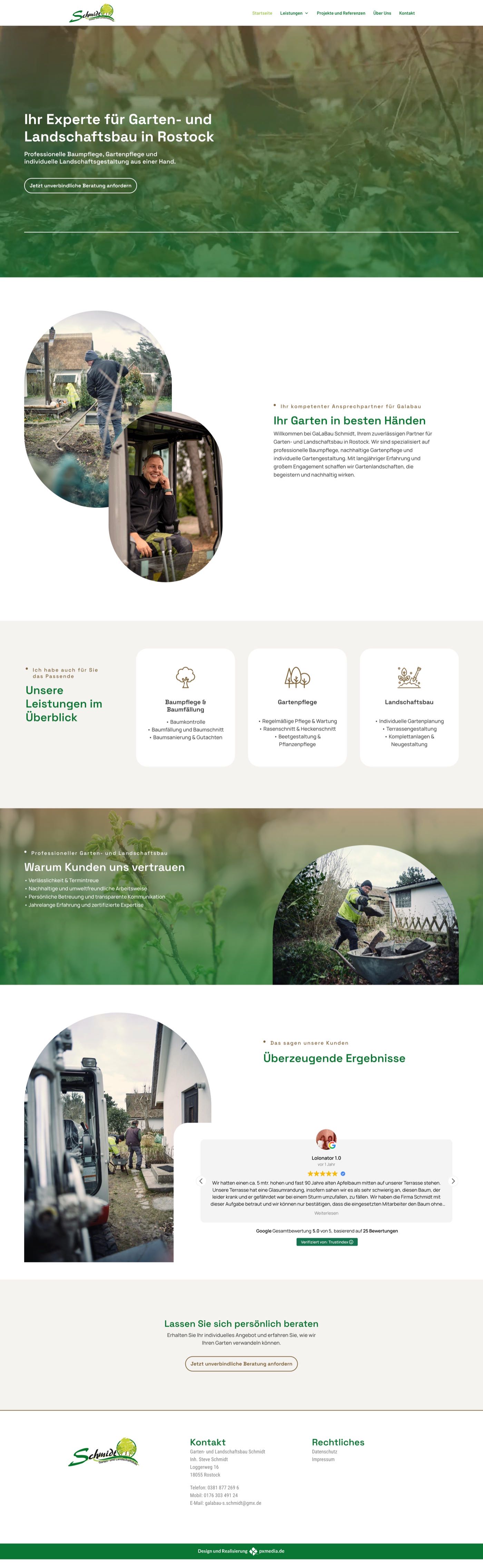 Screenshot der Website von Galabau Rostock